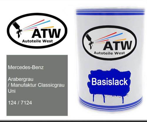 Mercedes-Benz, Arabergrau / Manufaktur Classicgrau Uni, 124 / 7124: 500ml Lackdose, von ATW Autoteile West.